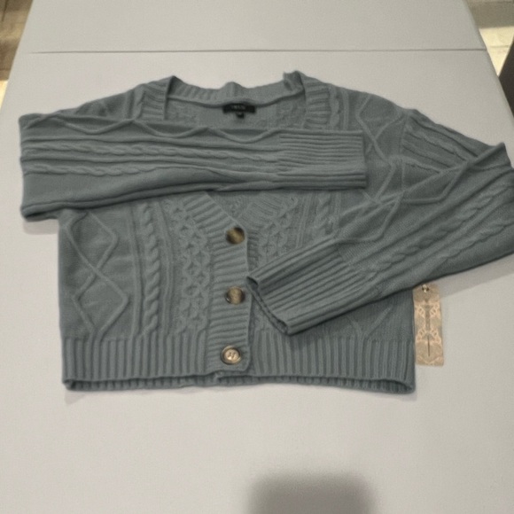 IRIS grey cable knit crop cardigan with front buttons XL NWT - Picture 2 of 10